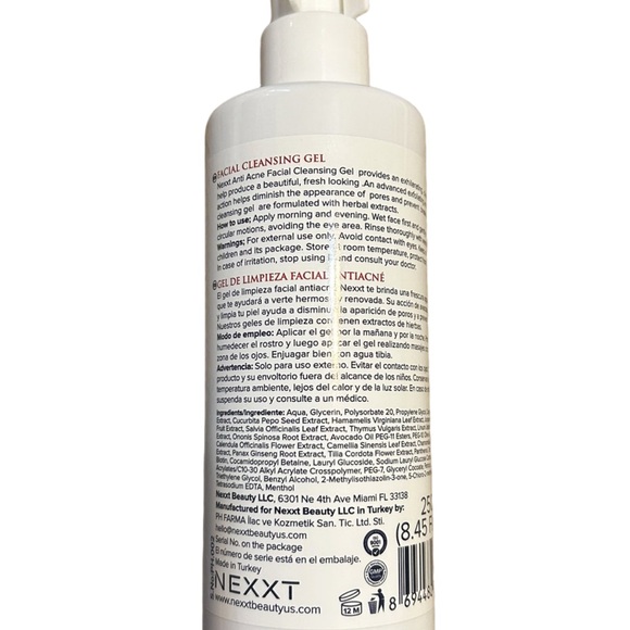 NEXXT Anti Acne Facial Cleansing Gel 250ml | Face Wash | Deep Clean Acne Control - Picture 3 of 3